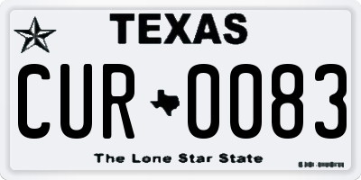 TX license plate CUR0083