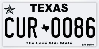 TX license plate CUR0086