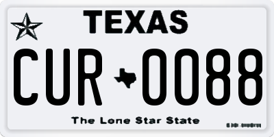 TX license plate CUR0088