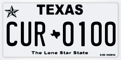 TX license plate CUR0100
