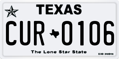 TX license plate CUR0106