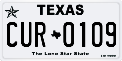 TX license plate CUR0109
