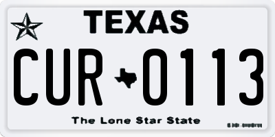 TX license plate CUR0113