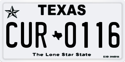 TX license plate CUR0116