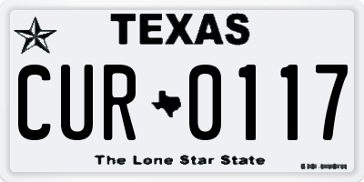 TX license plate CUR0117