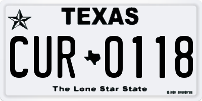 TX license plate CUR0118