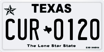 TX license plate CUR0120