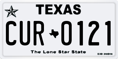 TX license plate CUR0121