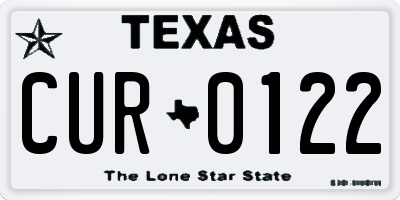 TX license plate CUR0122