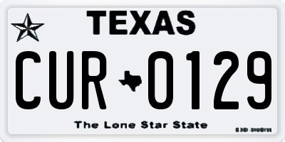 TX license plate CUR0129