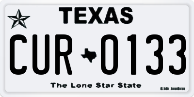 TX license plate CUR0133
