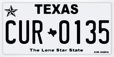 TX license plate CUR0135