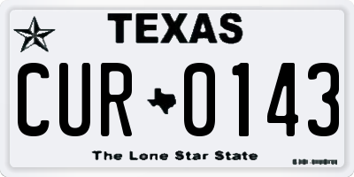 TX license plate CUR0143