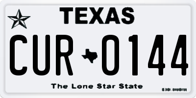TX license plate CUR0144