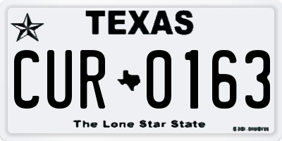 TX license plate CUR0163