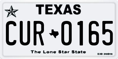 TX license plate CUR0165