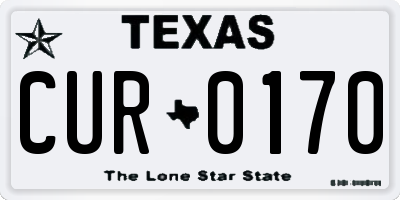 TX license plate CUR0170