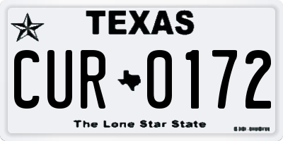 TX license plate CUR0172