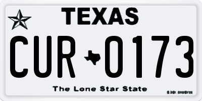 TX license plate CUR0173