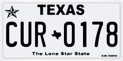 TX license plate CUR0178