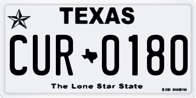 TX license plate CUR0180