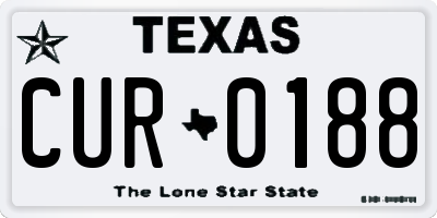 TX license plate CUR0188