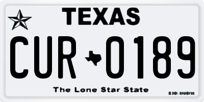TX license plate CUR0189