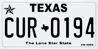 TX license plate CUR0194