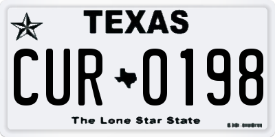 TX license plate CUR0198