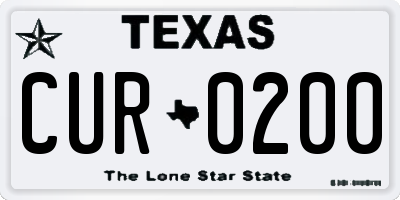 TX license plate CUR0200