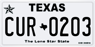 TX license plate CUR0203