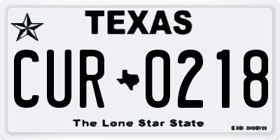 TX license plate CUR0218