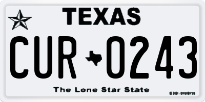 TX license plate CUR0243