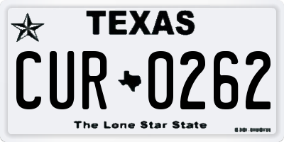 TX license plate CUR0262