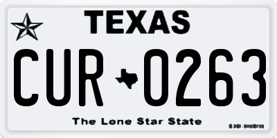 TX license plate CUR0263