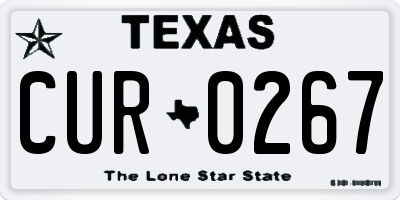 TX license plate CUR0267