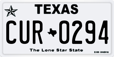 TX license plate CUR0294