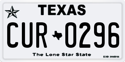 TX license plate CUR0296