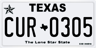 TX license plate CUR0305