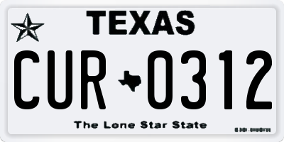 TX license plate CUR0312