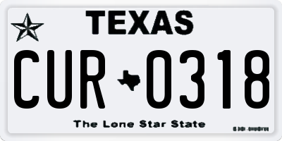 TX license plate CUR0318