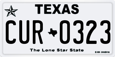 TX license plate CUR0323