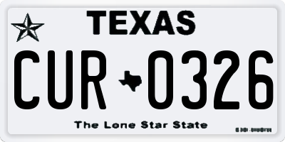 TX license plate CUR0326
