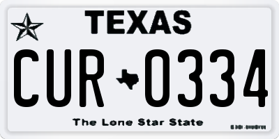 TX license plate CUR0334
