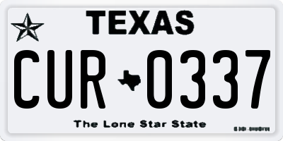 TX license plate CUR0337