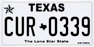 TX license plate CUR0339