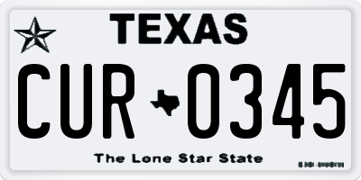 TX license plate CUR0345