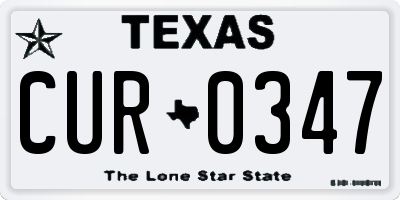 TX license plate CUR0347