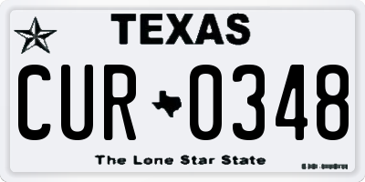 TX license plate CUR0348