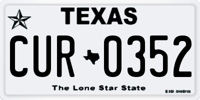 TX license plate CUR0352